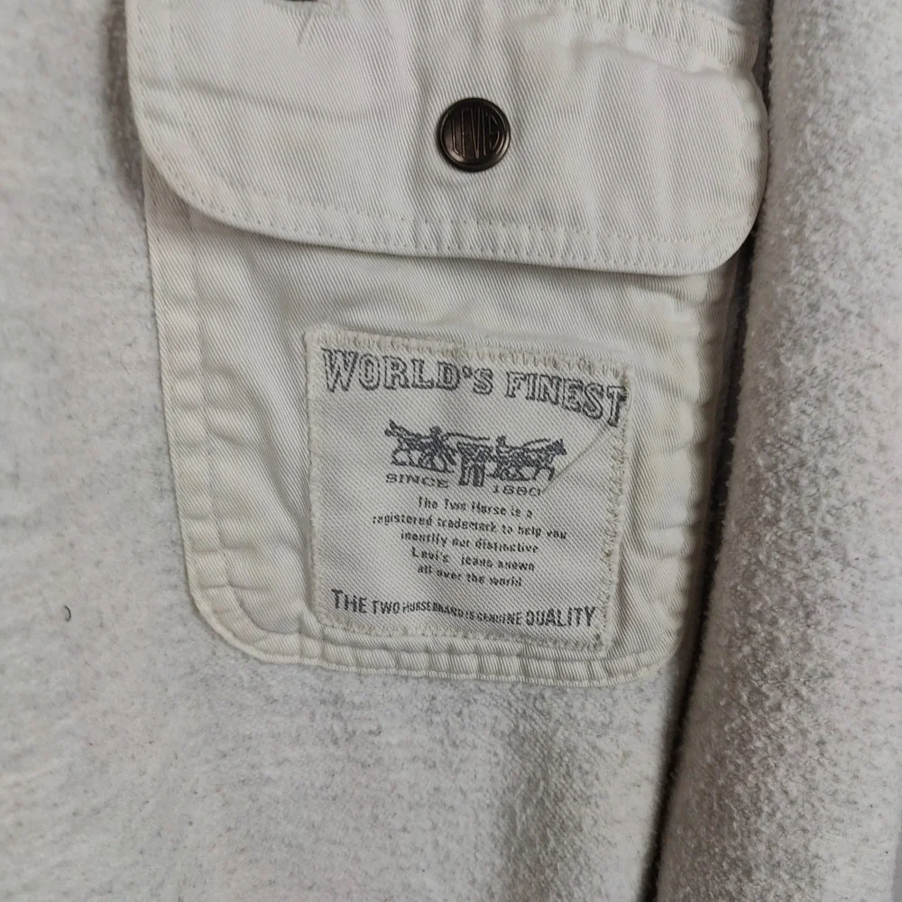 Levis‎ Mens Vintage Hooded Henley Pullover Oatmeal Cream XL Heavyweight Hoodie